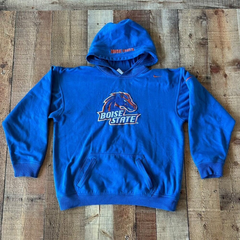 Boise State Nike Team Blue Hoodie Sweatshirt Youth L Cotton/Polyester Blend